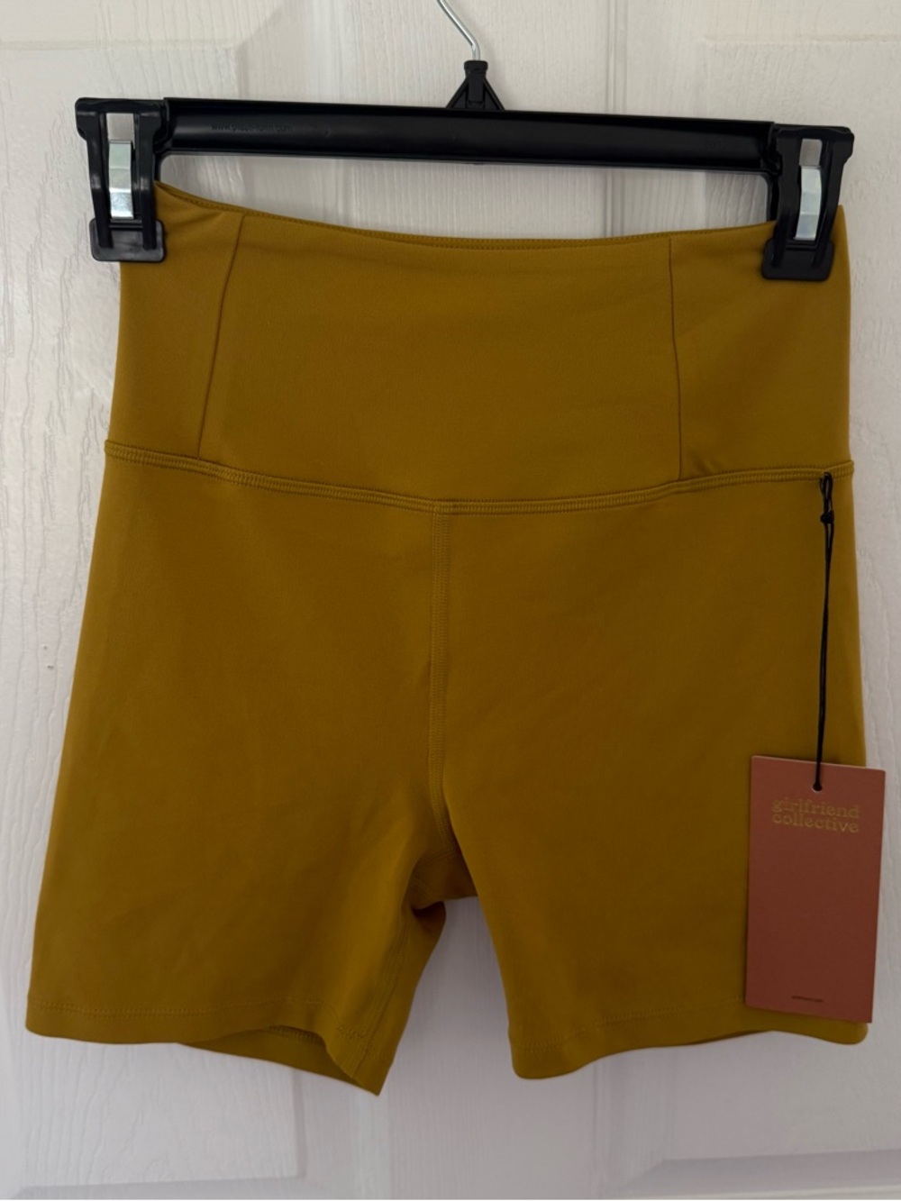 Girlfriend Collective High-Rise Bike Shorts in Mustard Size Small NWT